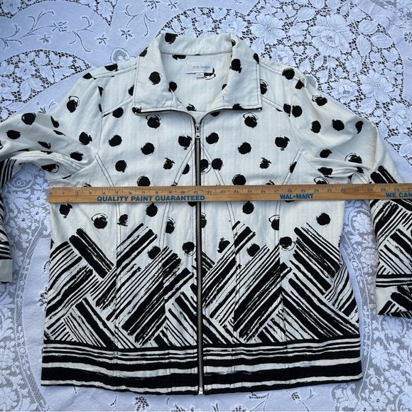 Erin London Stylish Black and White abstract print Women's Zip Jacket size XL - Picture 11 of 15